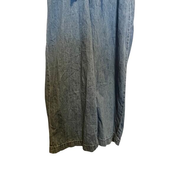 Rewash 100% Cotton Jumpsuit M Chambray Blue Wide Leg Belted Coastal Cowgirl - Picture 10 of 13